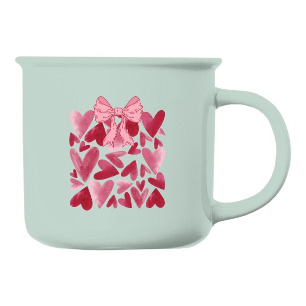 Hrnek porcelánový barevný s potiskem Heart & Bow