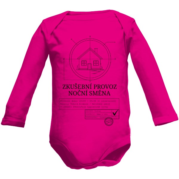 Dětské body Long  s potiskem Zkušební provoz